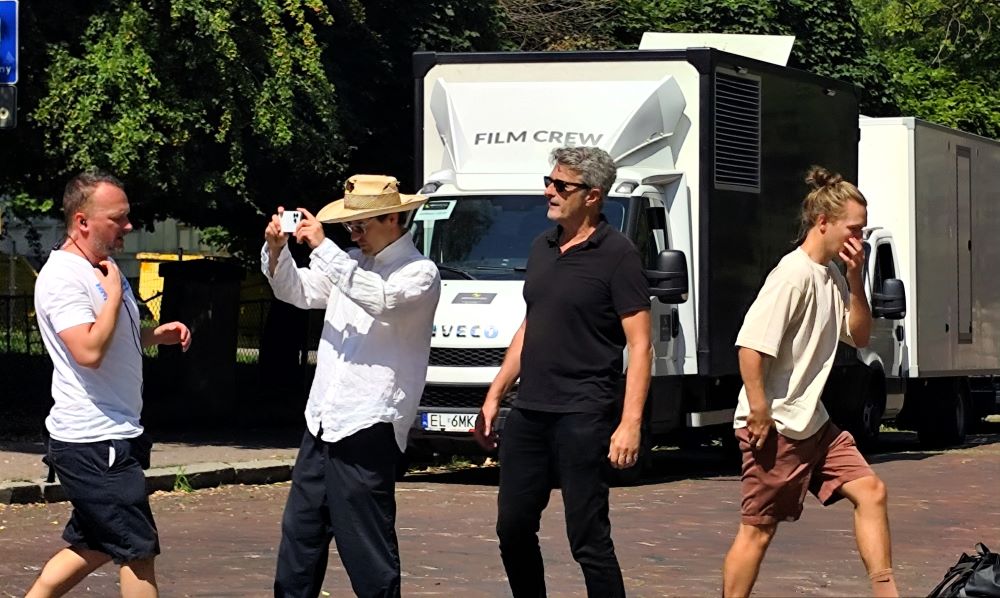 Reżyser Paweł Pawlikowski i Łukasz Żal - autor zdjęć na planie filmowym w Bielsku-Białej Na planie filmu VATERLAND