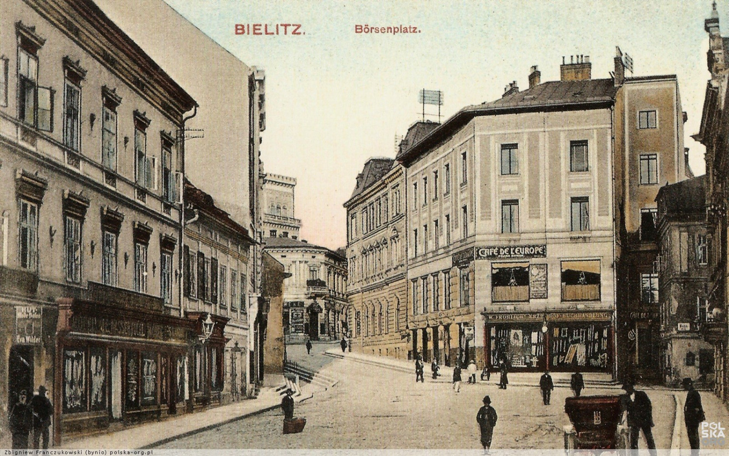 Widok na kawiarnię od strony placu Smolki - 1906 r. / fot. Monika Ćwikowska-Broda i Wiesław Ćwikowski: Bielsko-Biała i okolice - historia pocztówka pisana Widok na kawiarnię od strony placu Smolki - 1906 r. / fot. Monika Ćwikowska-Broda i Wiesław Ćwikowski: Bielsko-Biała i okolice - historia pocztówka pisana