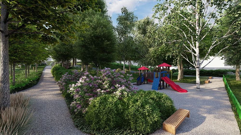 Ogródek jordanowski przy ul. Wyzwolenia - wizualizacja Wizualizacja