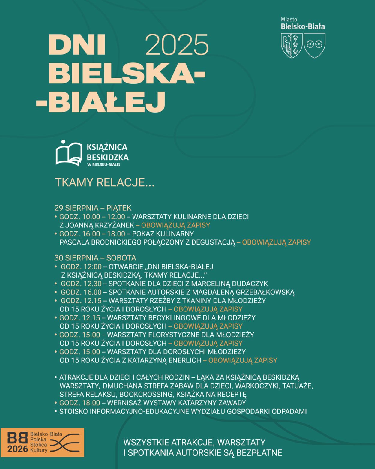 Ksiąznica Beskidzka zaprasza na Dni Bielska-Białej DNI BIELSKA-BIAŁEJ 2025